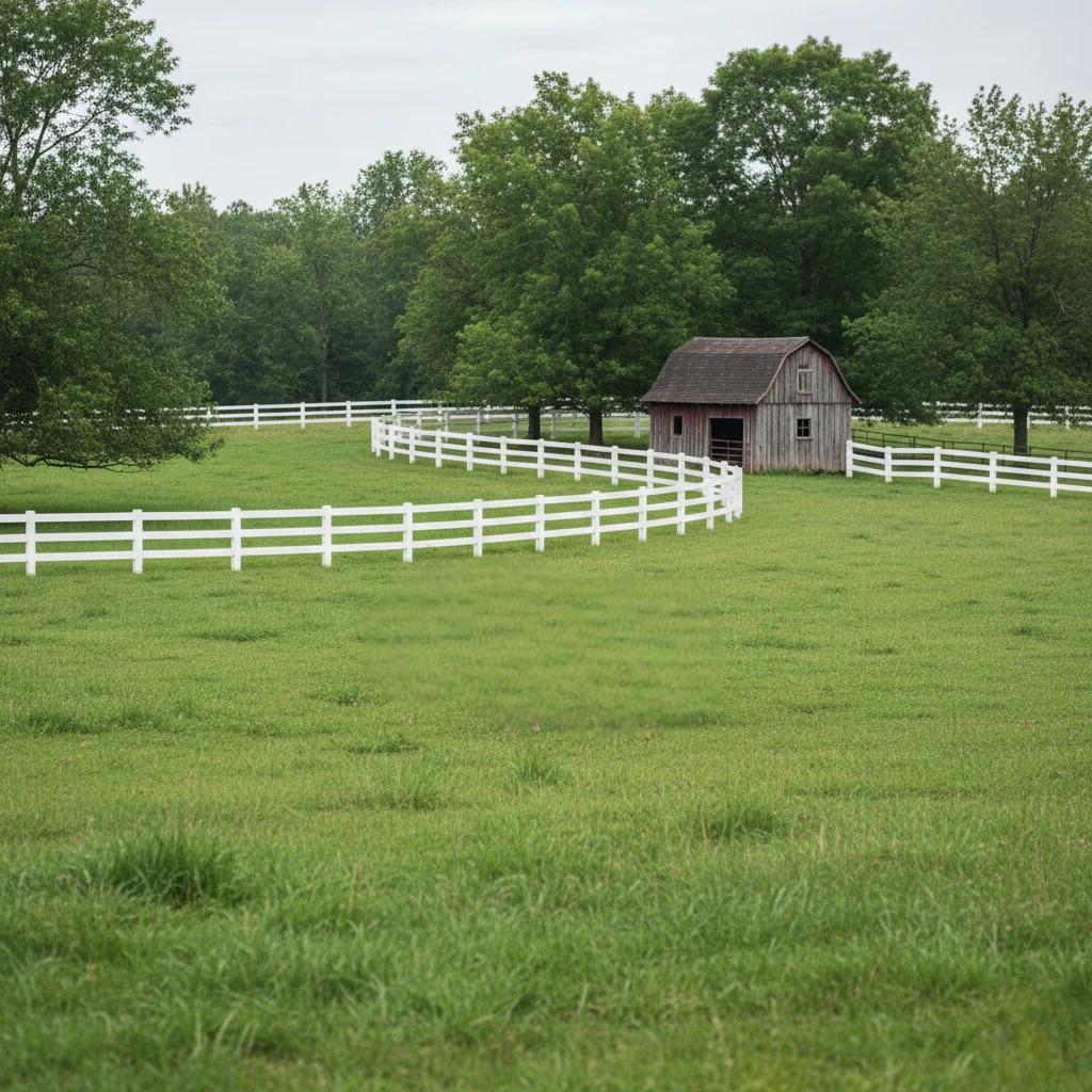Durable farm fence construction with wire and wooden posts on rural acreage in Mississippi